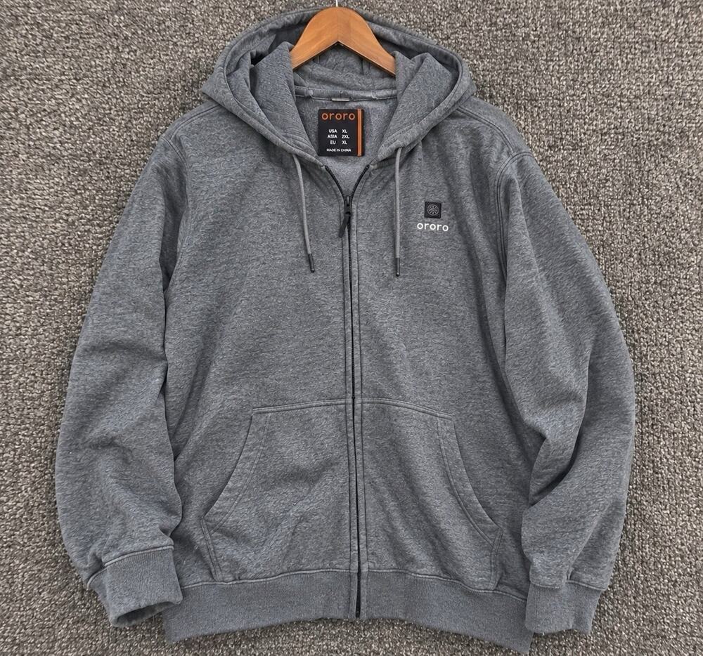 Ororo Heated Men's Gray Full Zip Hoodie XL Sleeve No Battery Untested